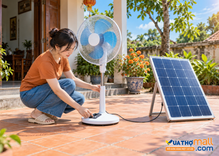 cách sử dụng quạt năng lượng mặt trời