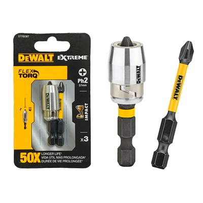 Mũi Vít Bake DEWALT DT70536T-QZ PH2 x 57mm — Bộ 3 Chi Tiết Cho Máy Vặn Vít