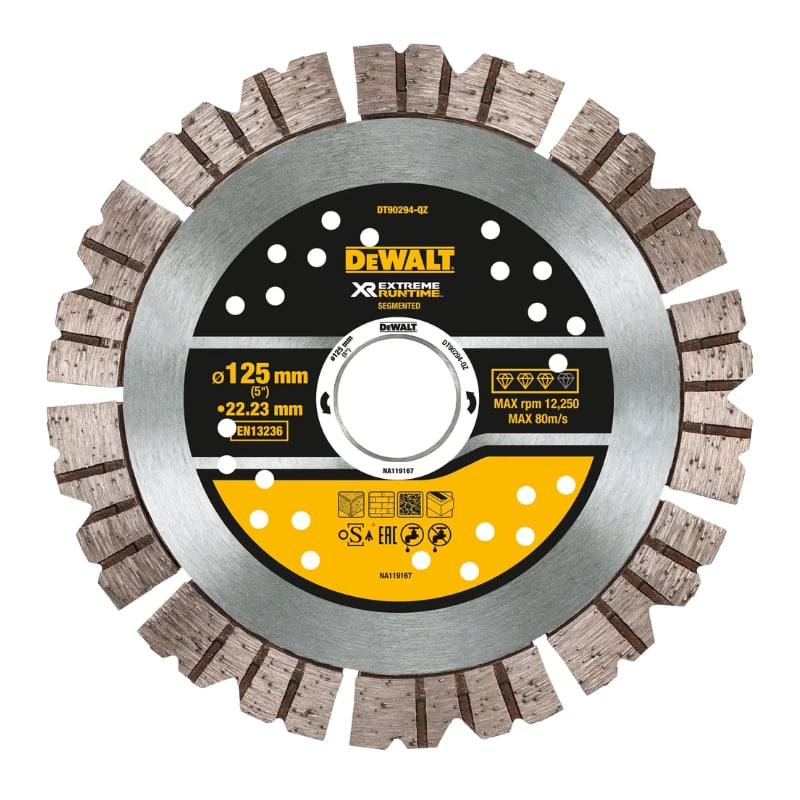 Lưỡi cắt kim cương DEWALT DT90294-QZ 125mm — Cắt bê tông cho máy cắt rãnh