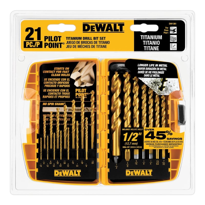 Bộ Mũi Khoan Titanium DEWALT DW1361 21 Chi Tiết