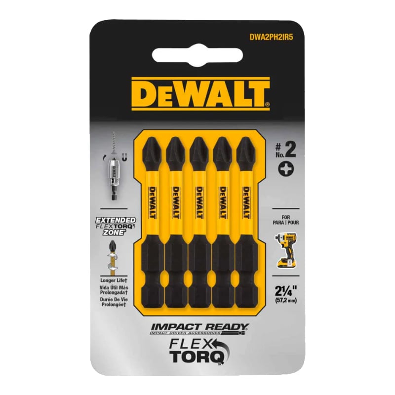 Bộ 5 mũi vặn vít PH2 DEWALT DWA2PH2IR5-Z dài 57mm
