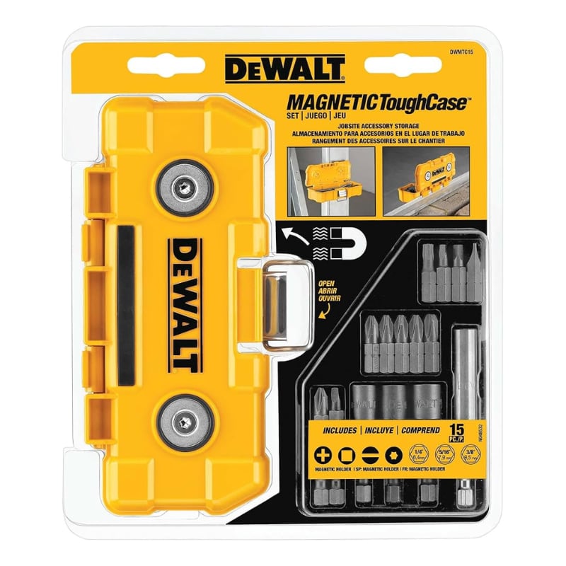 Bộ Mũi Vặn Vít DEWALT DWMTC15 15 Chi Tiết — Magnetic ToughCase Chuyên Nghiệp