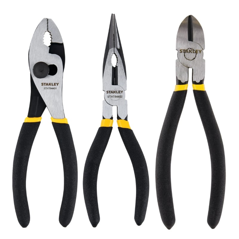 Bộ kìm 3 cây Stanley STHT90162-8 gồm kìm tổ hợp 8in, kìm cắt 6in, kìm mũi nhọn 6in