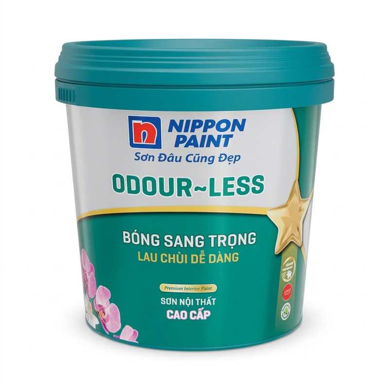 15L - Sơn nội thất cao cấp Nippon ODOUR-LESS Bóng Sang Trọng - Sơn nội thất cao cấp Nippon ODOUR-LESS Bóng Sang Trọng 15L